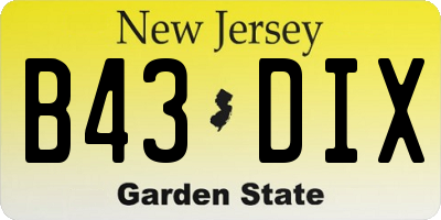 NJ license plate B43DIX