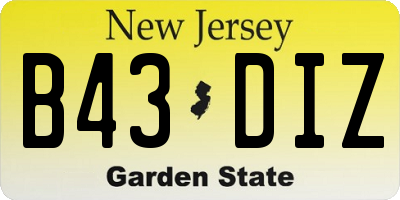 NJ license plate B43DIZ