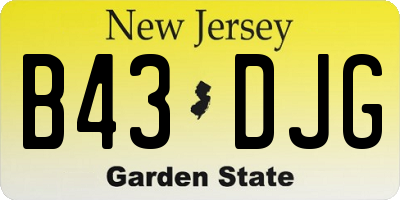 NJ license plate B43DJG