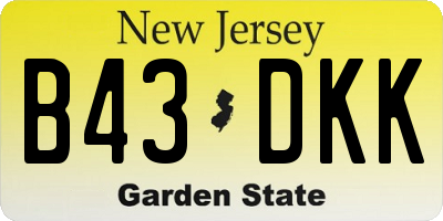 NJ license plate B43DKK