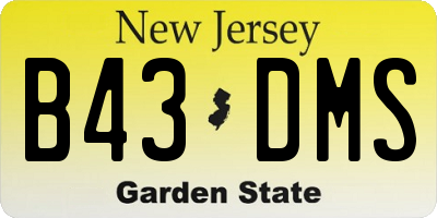 NJ license plate B43DMS