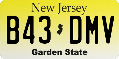 NJ license plate B43DMV