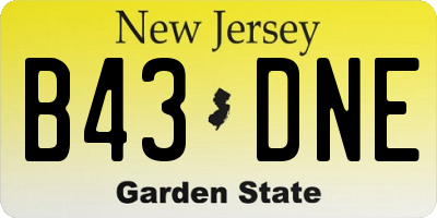 NJ license plate B43DNE