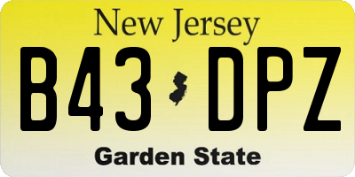 NJ license plate B43DPZ