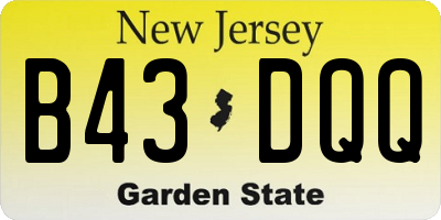 NJ license plate B43DQQ