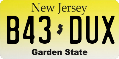 NJ license plate B43DUX