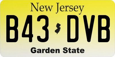 NJ license plate B43DVB