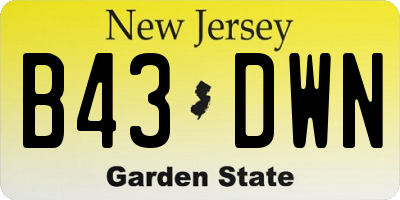NJ license plate B43DWN