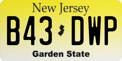 NJ license plate B43DWP