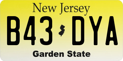 NJ license plate B43DYA
