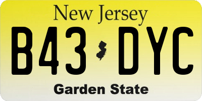 NJ license plate B43DYC
