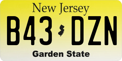 NJ license plate B43DZN