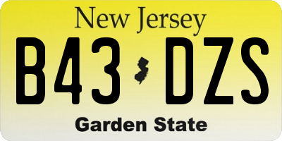 NJ license plate B43DZS