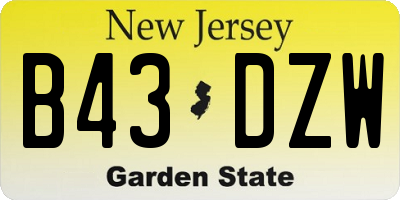 NJ license plate B43DZW