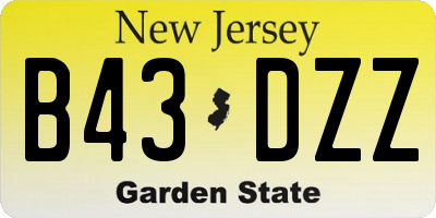 NJ license plate B43DZZ