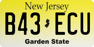 NJ license plate B43ECU