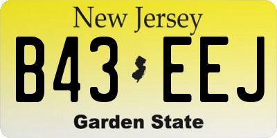 NJ license plate B43EEJ