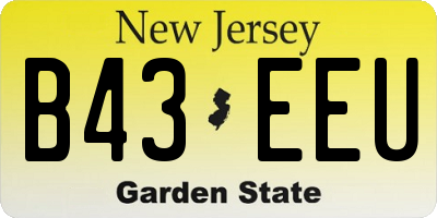 NJ license plate B43EEU