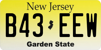 NJ license plate B43EEW