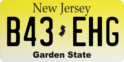 NJ license plate B43EHG