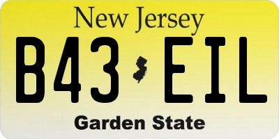 NJ license plate B43EIL