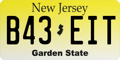 NJ license plate B43EIT