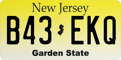 NJ license plate B43EKQ