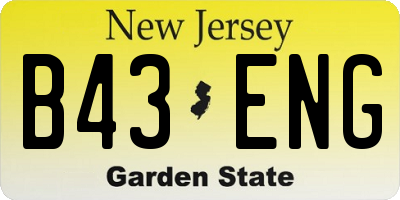 NJ license plate B43ENG