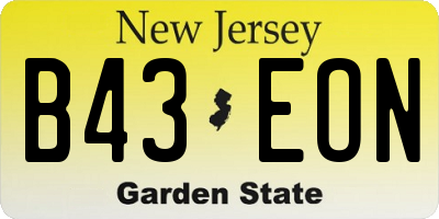 NJ license plate B43EON