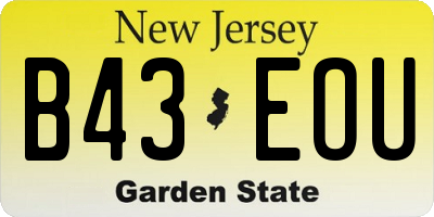 NJ license plate B43EOU