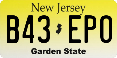 NJ license plate B43EPO