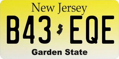 NJ license plate B43EQE