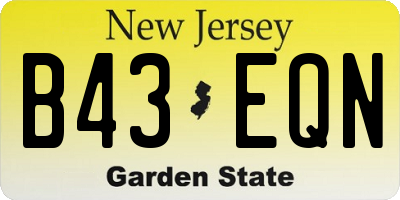 NJ license plate B43EQN