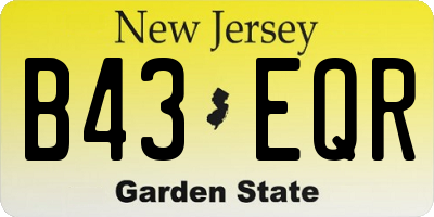 NJ license plate B43EQR
