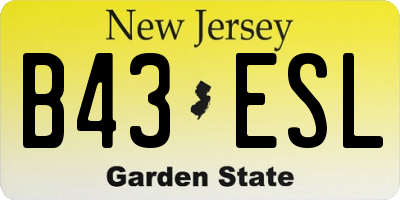 NJ license plate B43ESL