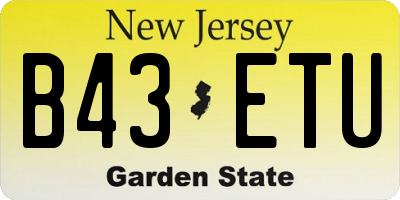 NJ license plate B43ETU