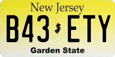 NJ license plate B43ETY