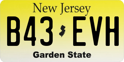 NJ license plate B43EVH