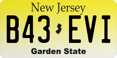 NJ license plate B43EVI