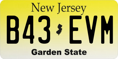 NJ license plate B43EVM