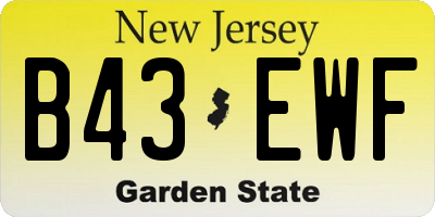 NJ license plate B43EWF