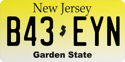 NJ license plate B43EYN