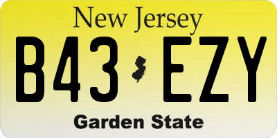 NJ license plate B43EZY
