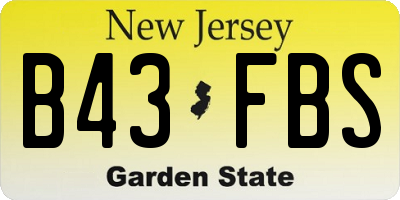NJ license plate B43FBS
