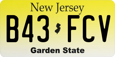 NJ license plate B43FCV