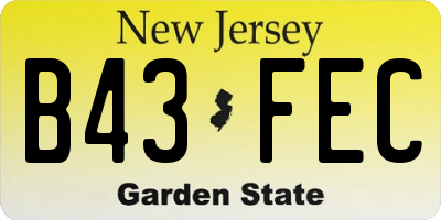 NJ license plate B43FEC