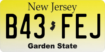 NJ license plate B43FEJ