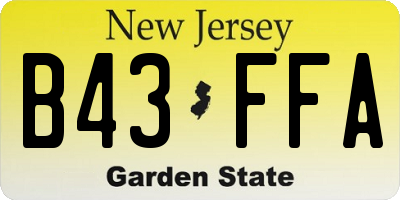 NJ license plate B43FFA