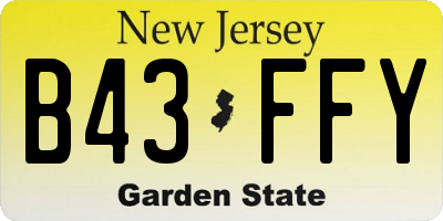 NJ license plate B43FFY