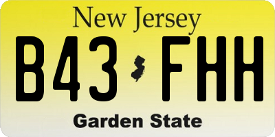 NJ license plate B43FHH